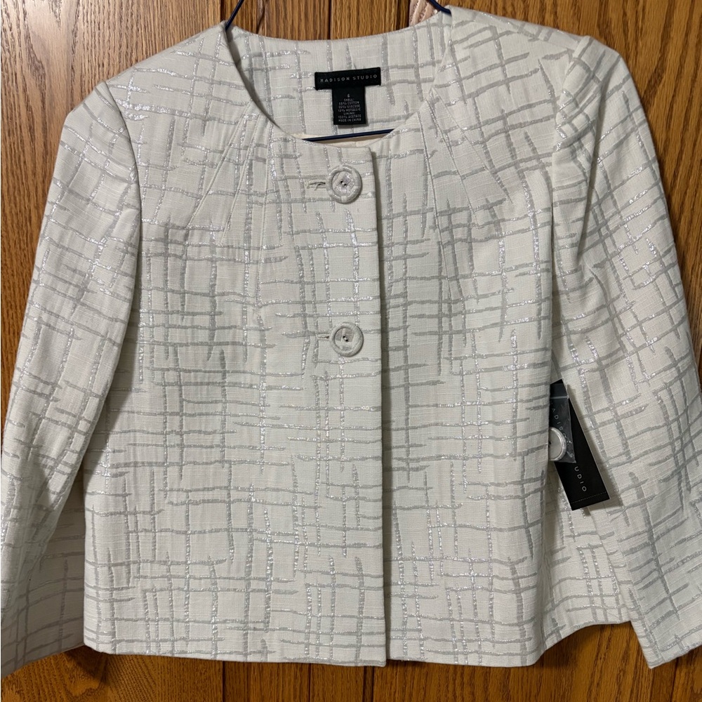 Madison Studio Cream Blazer with Silver Accents